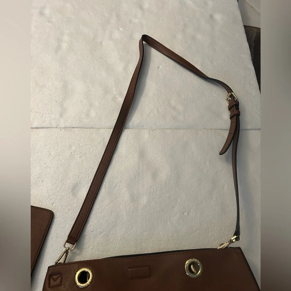 Calvin Klein brown tote purse double strap shoulder bag or crossbody wristlet
